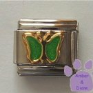 Emerald Green Glitter Butterfly Italian Charm for May birthday