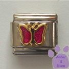 Pink Tourmaline Glitter Butterfly Italian Charm for October