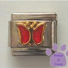 Ruby Red Glitter Butterfly Italian Charm for July birthday