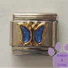Sapphire Blue Glitter Butterfly Italian Charm for September