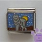 Gray Wolf Italian Charm Against a Yellow Full Moon