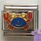 Cute Blue & Red Crab Enamel Italian Charm * Cancer Zodiac Sign *