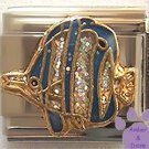 Tropical Angel Fish Italian Charm in Rainbow Glitter
