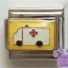 Ambulance on Yellow background Italian Charm Paramedic or EMT