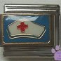 Nurse's Cap red cross Italian Charm - Nurse Hat on Blue