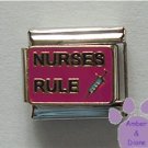 NURSES RULE Italian Charm with a Hypodermic Syringe or Needle