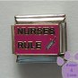 NURSES RULE Italian Charm with a Hypodermic Syringe or Needle