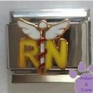 RN with Caduceus Italian Charm - Medical Symbol for Nurse