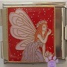 Beautiful Purple Fairy Italian Charm Megalink on red glitter