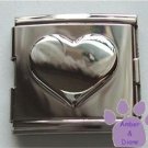 Shiny Silvertone Puffed Heart Italian Charm Megalink