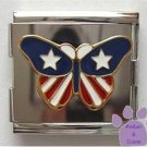 Butterfly American US Flag Italian Charm Megalink