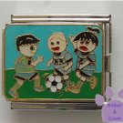 Kids Playing Soccer Megalink Italian Charm on Sports Field