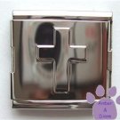 Shiny Silvertone Puffed Cross Italian Charm Megalink