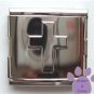 Shiny Silvertone Puffed Cross Italian Charm Megalink