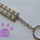 Shiny Silvertone Italian Charm DOUBLE ROW Key Chain with loop