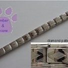 Diamond Pattern Silvertone Italian Charm Starter Bracelet