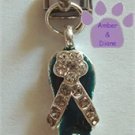 5mm Green Enamel Flip Flop Dangle Italian Charm with Crystals