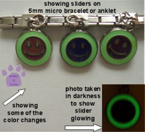 Happy Face Dangle Mood & Glow Slider 5mm Italian Charm Smiley Face