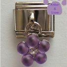 Amethyst Purple Flower Dangle Italian Charm for a February Birthday