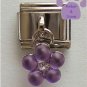 Amethyst Purple Flower Dangle Italian Charm for a February Birthday