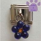 Sapphire Blue Flower Dangle Italian Charm for September Birthday