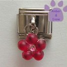 Tourmaline Pink Flower Dangle Italian Charm for October Birthday