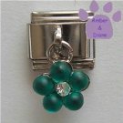 Turquoise Flower Dangle Italian Charm for a December Birthday