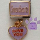 Sweethearts Dangle Italian Charm with LOVE YOU in Lavender