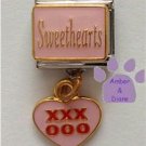 Sweethearts Dangle Italian Charm with XXXOOO in Pink