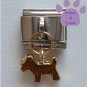 Gold Puppy Dog Italian Dangle Charm