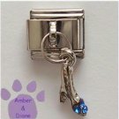 High Heel Slipper Dangle Italian Charm with blue crystals