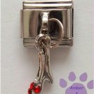 High Heel Slipper Dangle Italian Charm with red crystals
