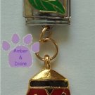 Lady Bug Hanging from a Leaf Enamel Dangle Italian Charm