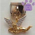 Gold Tone Angel Italian Dangle Charm with White Wings