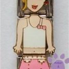 Little Girl Triple Link Italian Charm - pink skirt