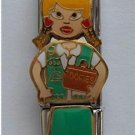 Triple Link Blond Girl Scout with Cookies Italian Charm