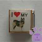 I love (red heart) my Akita Malamute Husky Photo Italian Charm
