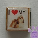 I love (red heart) my Shih Tzu 9mm Custom Photo Italian Charm