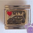 Love MY PT Cruiser Italian Charm Red Heart on Gold Tone