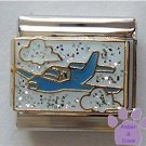 Airplane to Your Holiday Italian Charm on Glitter Background