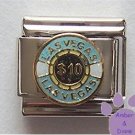 Ten Dollar Vegas Gambling Chip Italian Charm