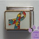 Autism Awareness Support Rainbow Puzzle Ribbon Italian Charm on white