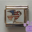 Dove of Peace American Flag Italian Charm with an olive branch