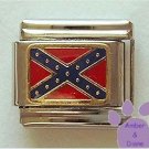 Rebel Flag Italian Charm - Rebel Red And Blue Flag