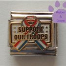 Support Our Troops Italian Charm Red White Blue Patriotic Ribbon