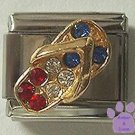 USA Flip Flop Italian Charm with Red, White and Blue Crystals
