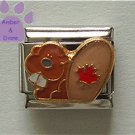 Canadian Beaver Italian Charm with a red Maple Leaf on its Tail