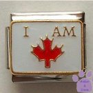 I AM CANADIAN Italian Charm with Red Maple Leaf for Canadian