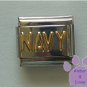 NAVY Italian Charm with Goldtone Lettering