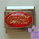 Coca Cola in Gold letters on Red Enamel Italian Charm